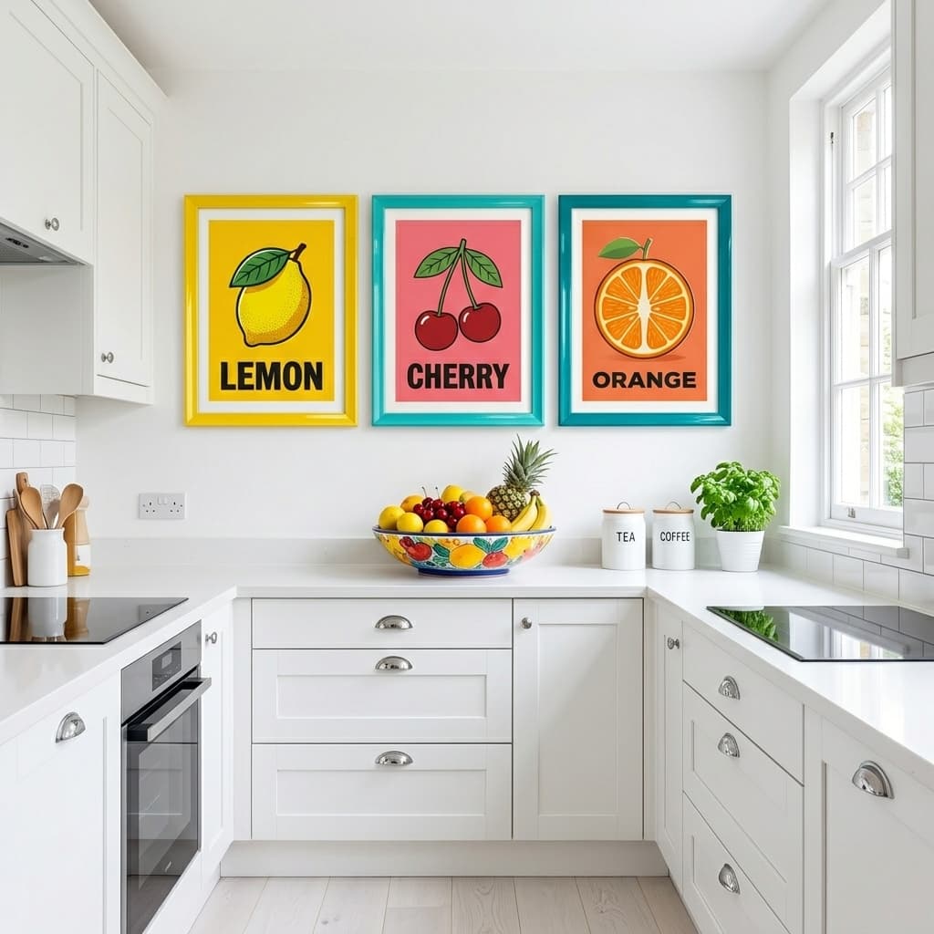 Retro Pop Fruit Kitchen Art Set โ 6 Prints